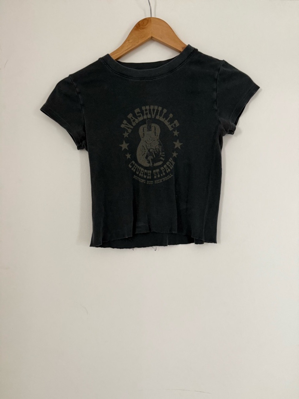 Black Brandy Melville Nashville Graphic Cropped Tee